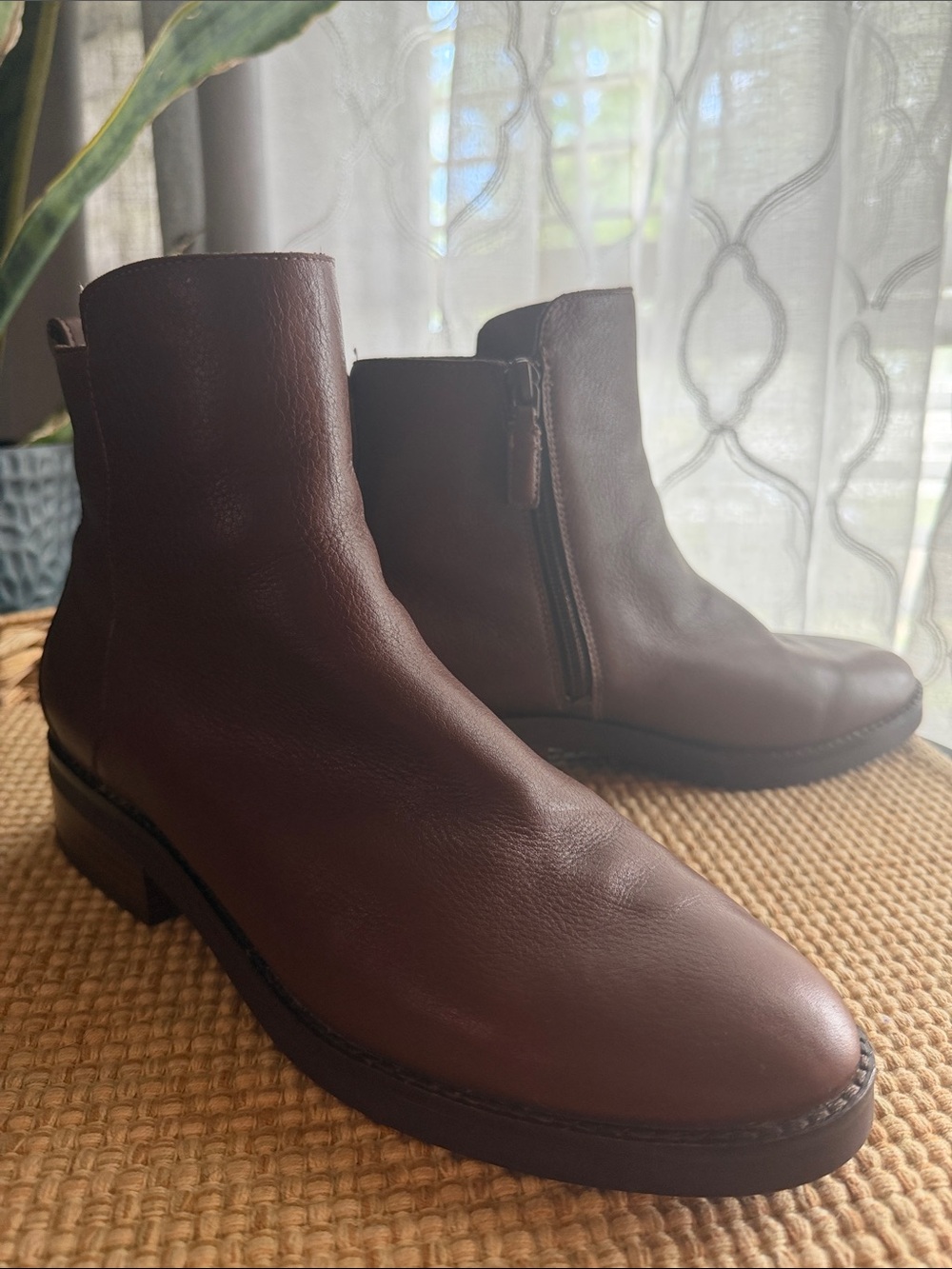 Cole Haan Brown Leather Ankle Zip Booties
